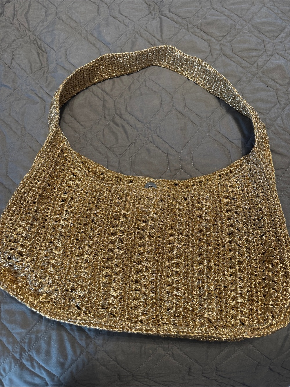 Woven Metallic Gold Shoulder Bag